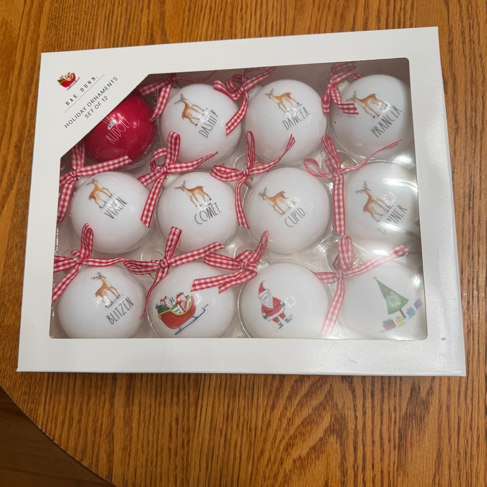 Rae Dunn Holiday Ornaments Set - Santa’s Reindeer Set of 12